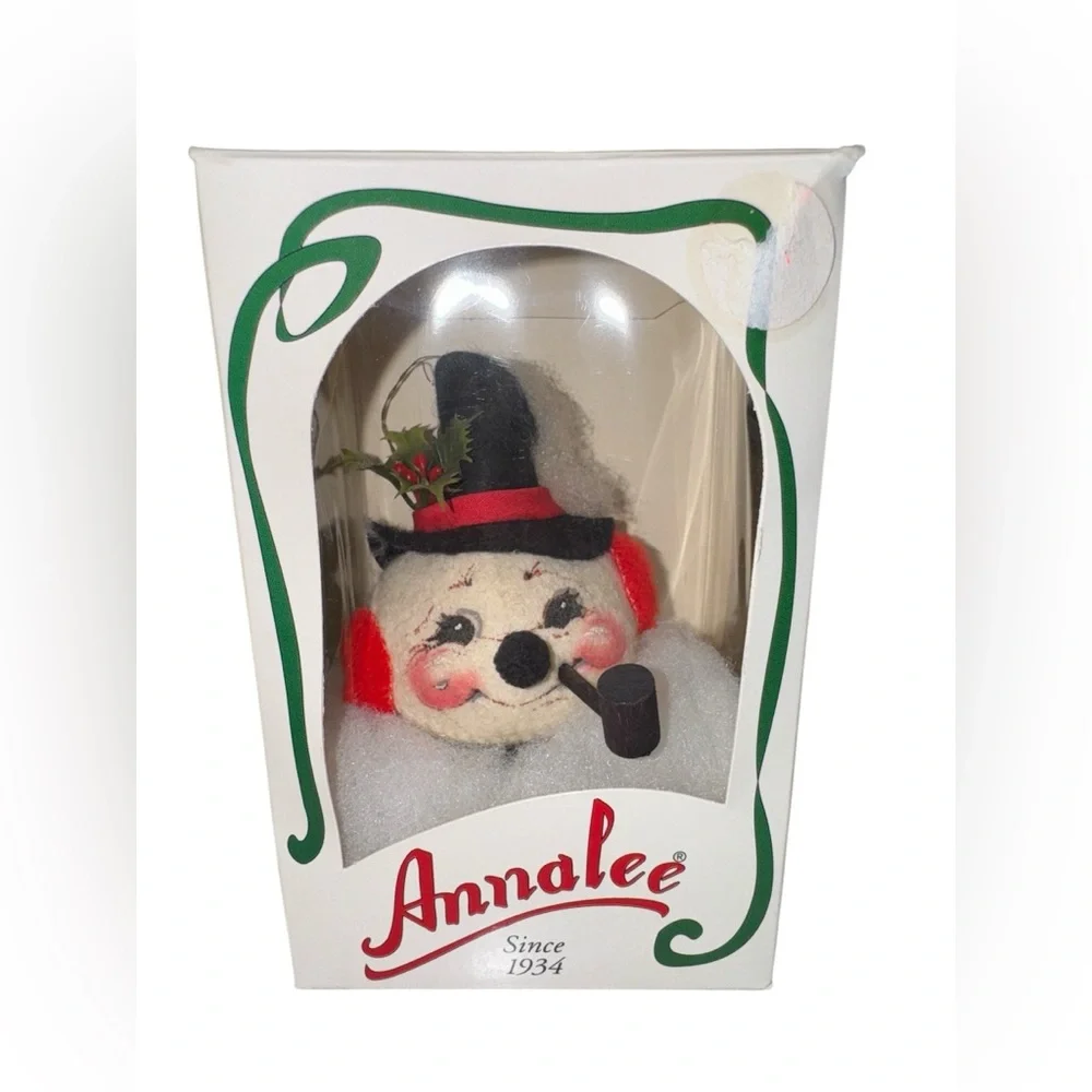 RARE Vintage Annalee Snowman Head Ornament NWT and box